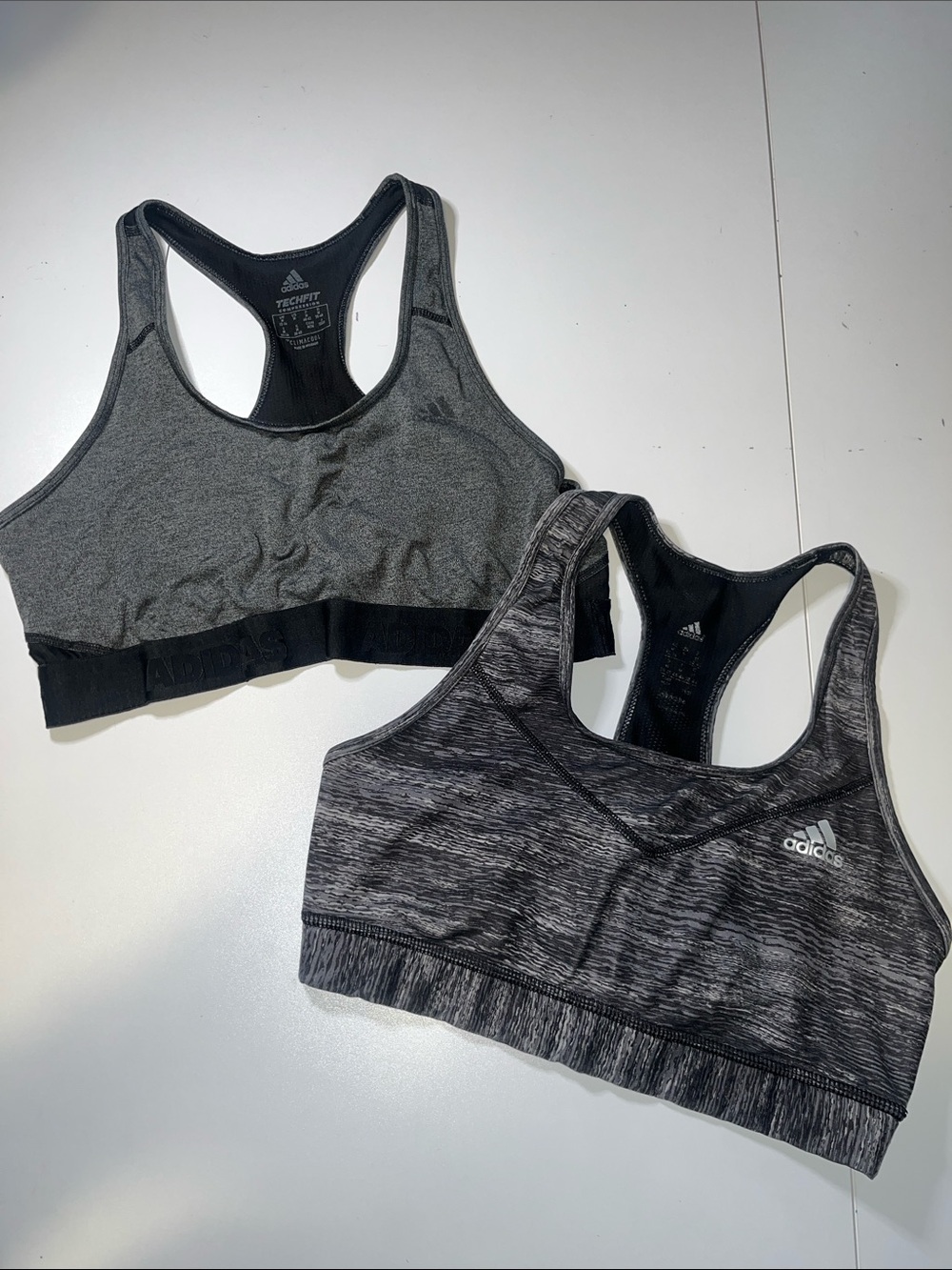 adidas Heathered Black and Gray Racerback Sports Bras - 2 Pack
